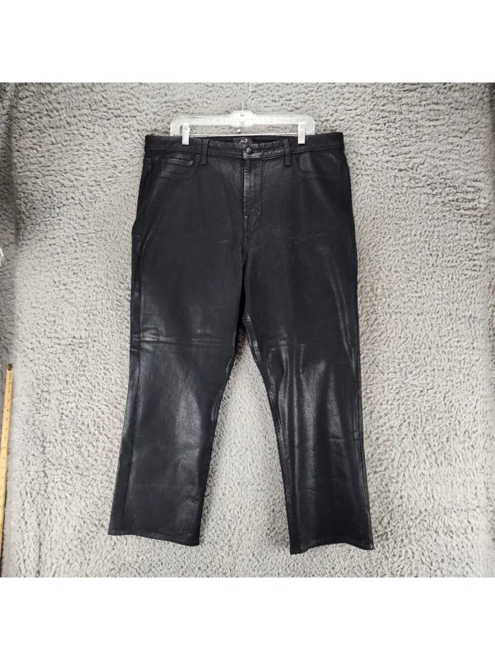 7 For All Mankind Pants Womens 18 Jen 7 Coated Black Ankle Straight *NWT*